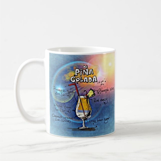 Caneca De Café Coquetel Pina Colada ( nº 5 de 12 conjuntos de rec (Esquerda)