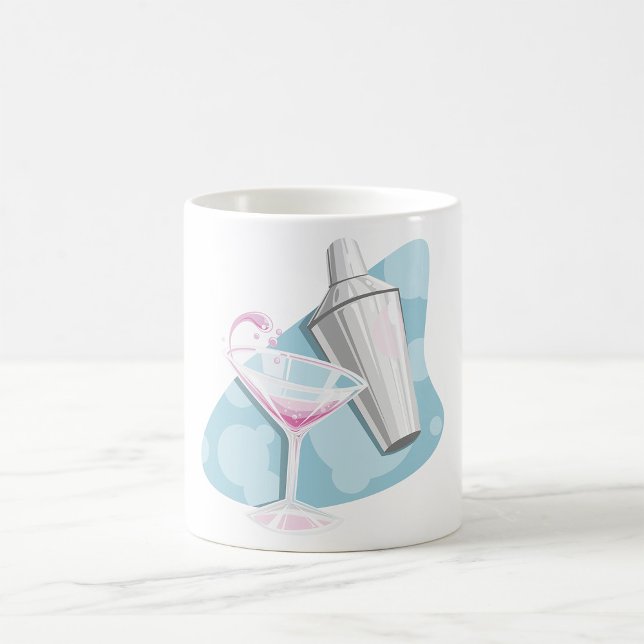Caneca De Café Coquetel Pink Martini e Shaker Prateado (Criador carregado)