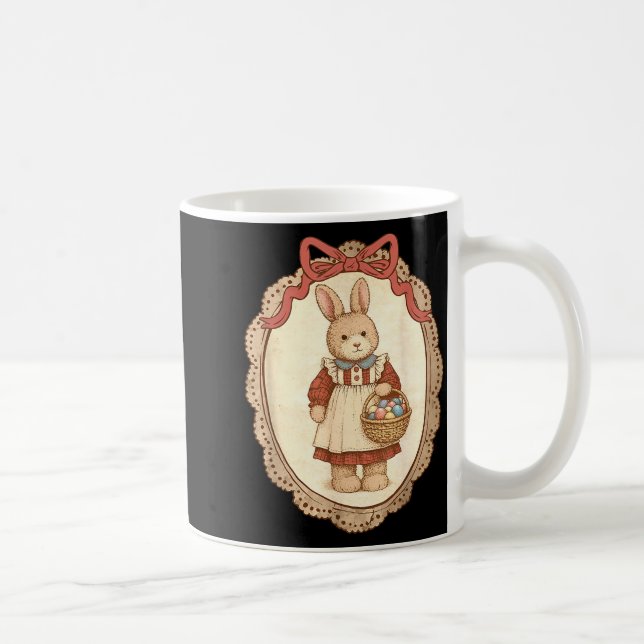 Caneca De Café Coquette Bow Funny Bunny Eggs Rabbit Happy Easter  (Direita)