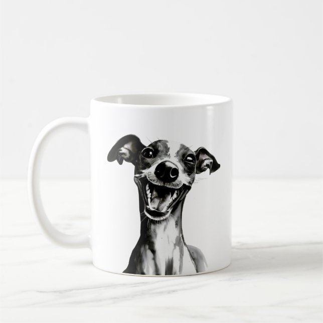Caneca De Café Cor branca e preto | Greyhound italiano (Esquerda)