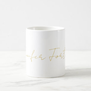 Caneca De Café Cor Caligrafia Elegante Simples Nome