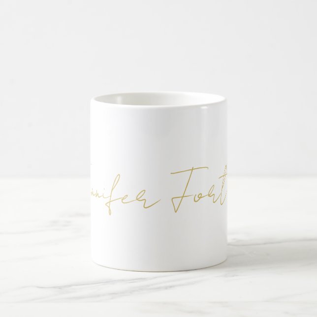 Caneca De Café Cor Caligrafia Elegante Simples Nome (Centro)