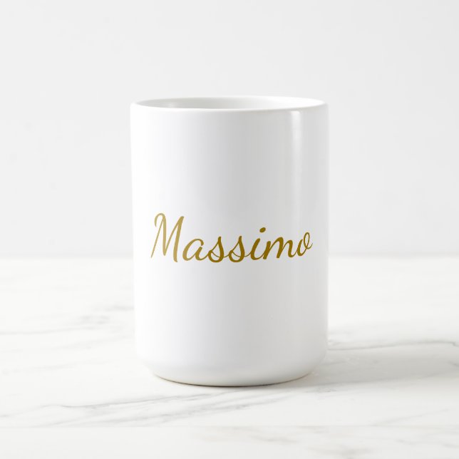 Caneca De Café Cor Caligrafia Elegante Simples Nome (Centro)