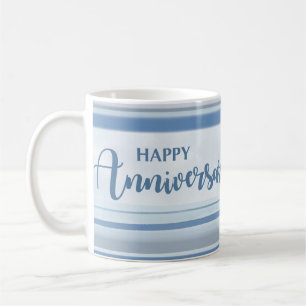 Caneca De Café Cor da Água da Cinza Azul do Aniversário da Empres