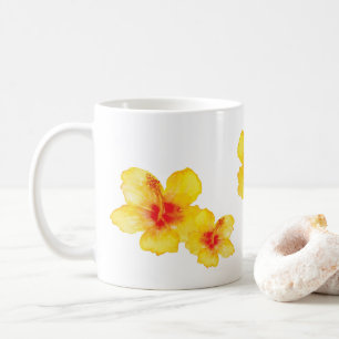 Caneca De Café Cor da água da flor floral do Havaí, hibisco amare