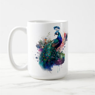 Caneca De Café Cor da água e Pavão de Tinta
