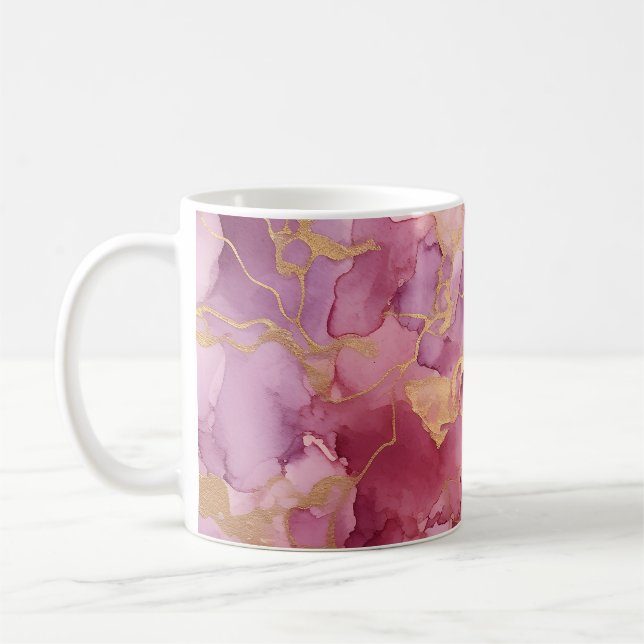 Caneca De Café Cor da água rosa (Esquerda)