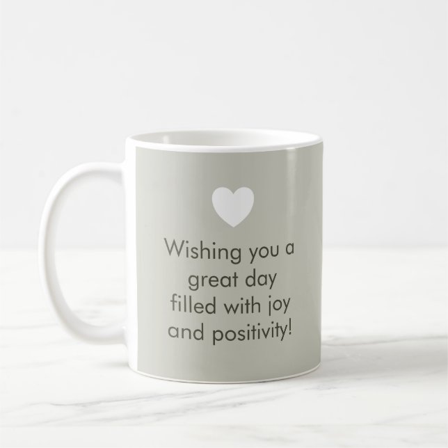 Caneca De Café Cor da Tendência Leve Prata Nome Cinza Positivity  (Esquerda)