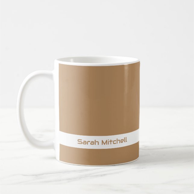 Caneca De Café Cor da Tendência - Nome bege quente Mug (Esquerda)