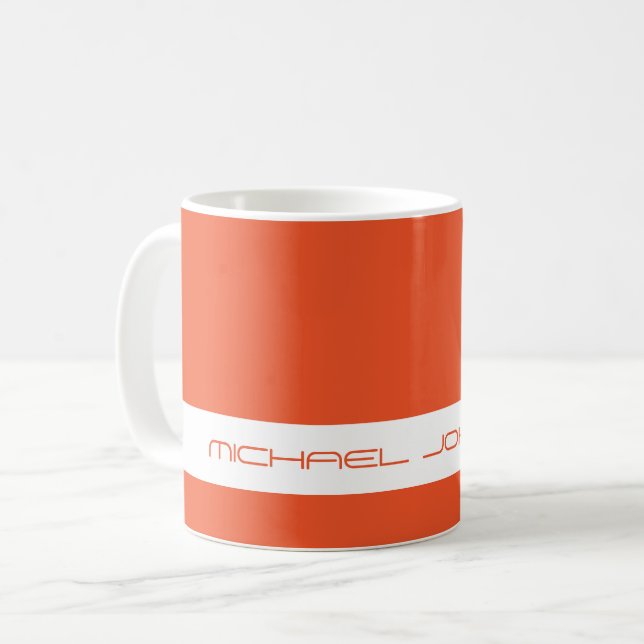 Caneca De Café Cor da Tendência Vermelha - Nome Futurístico Mug (Frente Esquerda)