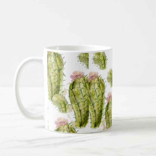 Caneca De Café Cor d'água do padrão Cactus (Esquerda)