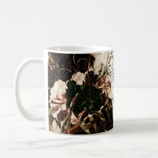 Caneca De Café Cor d'água étnica: fundo floral retrô.