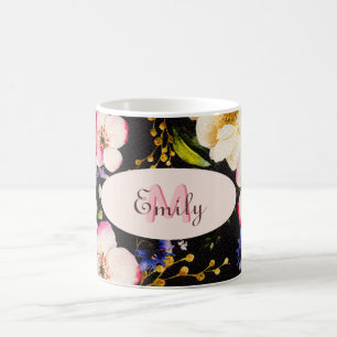Caneca De Café Cor d'água - rosada amarela roxas a preto, Monogra