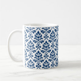 Caneca De Café Cor damasco de Feuille Azul Escuro em Branco