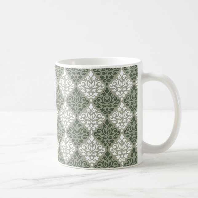 Caneca De Café Cor damasco de Rolagem Verde Lt Verde (Direita)