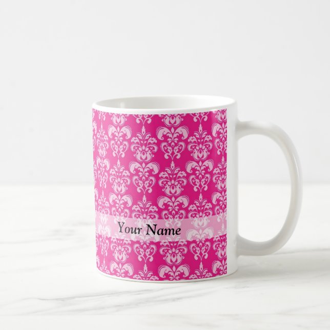Caneca De Café Cor damasco do rosa quente (Direita)