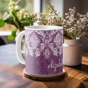 Caneca De Café Cor damasco e Nome da Vintage Plum