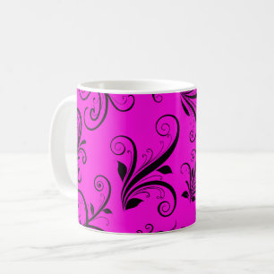 Caneca De Café Cor damasco Real - Preto Rosa