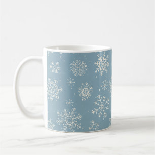 Caneca De Café Cor de Água Azul Floco de Neve de inverno Rústic