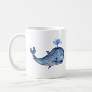 Caneca De Café Cor de água da baleia azul amigável