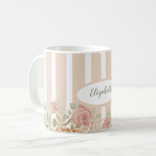 Caneca De Café Cor De Água Da Leve Laranja E Rosas Leves