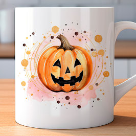 Caneca De Café Cor de Água do Halloween da Abóbora Bonita