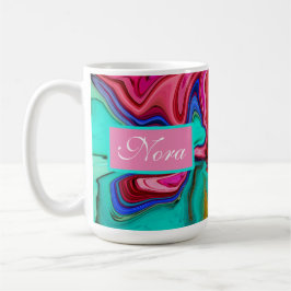 Caneca De Café Cor de Água do Mármore do abstrato Rosa Moderno Pe