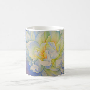 Caneca De Café Cor de água floral de pénia branca Elegante
