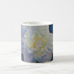 Caneca De Café Cor de água floral de pénia branca Elegante