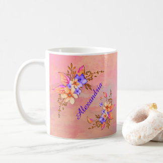 Caneca De Café Cor de Água Rosa Floral do Jardim