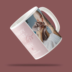Caneca De Café Cor-de-Foto Rosa do Primeiro Dia de as mães 2