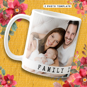 Caneca De Café Cor de imagem da família de colagem de fotos perso