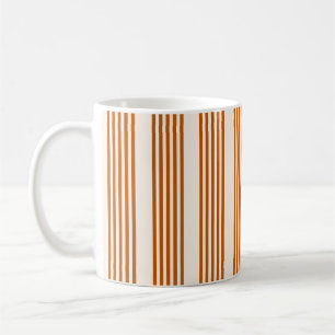 Caneca De Café Cor de laranja queimada e bege, padrão de cinco fa