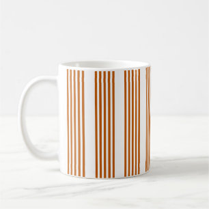 Caneca De Café Cor de laranja queimada e padrão de cinco faixas b