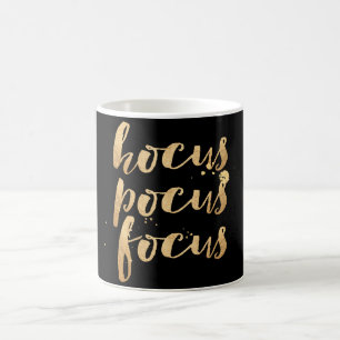 Caneca De Café Cor de PixDezines Hocus/Pocus/Focus/Faux Gold/DIY