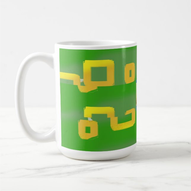 Caneca De Café Cor de rosa Amarelo quadrada verde (Esquerda)