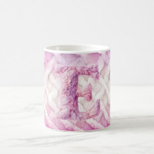 Caneca De Café Cor-de-rosa-branca-quente - Letra E, púrpura
