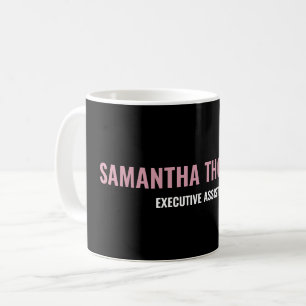 Caneca De Café Cor-de-rosa-chic moderno, branco e preto