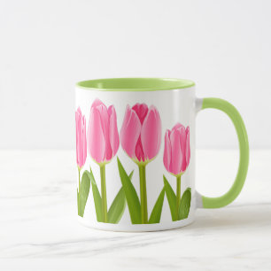 Caneca de café cor-de-rosa da tulipa