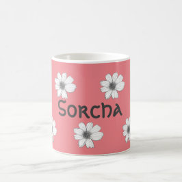 Caneca De Café Cor-de-rosa do Nome Personalizado Floral