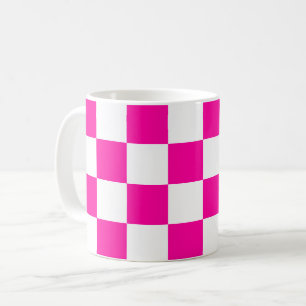 Caneca De Café Cor-de-rosa e branco-neon verificados