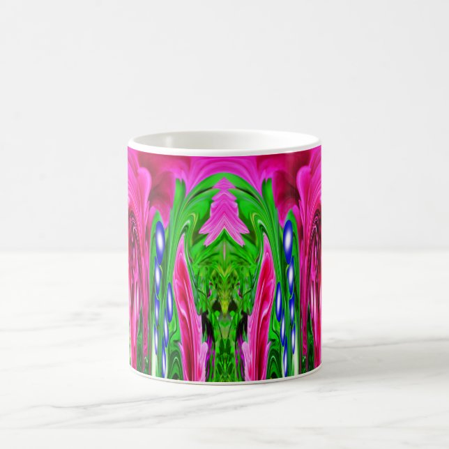 Caneca De Café Cor-de-rosa e verde na arte natural (Centro)
