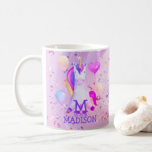 Caneca De Café Cor de Rosa Mágica Cóplice Nome Monograma Glitter