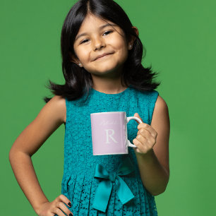 Caneca De Café Cor-de-rosa púrpura personaliza Páscoa monográfica