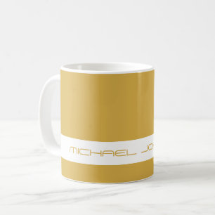 Caneca De Café Cor de Tendência Amarelo do Ouro - Nome Futurístic