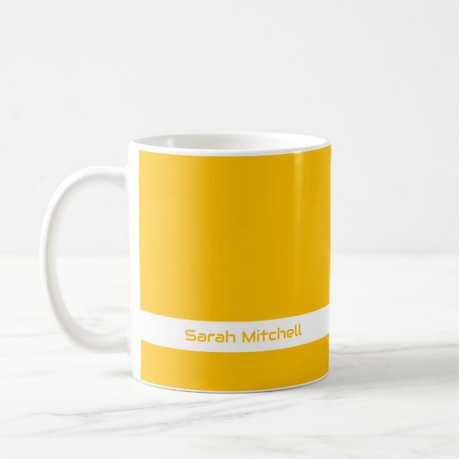 Caneca De Café Cor de Tendência - Nome Amarelo de Burst Sunburst  (Esquerda)