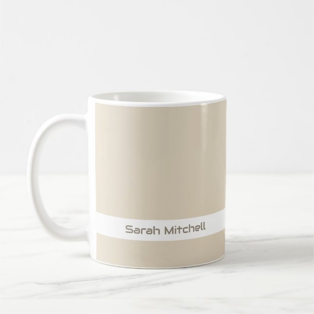 Caneca De Café Cor de Tendência - Nome bege Natural Mug (Esquerda)