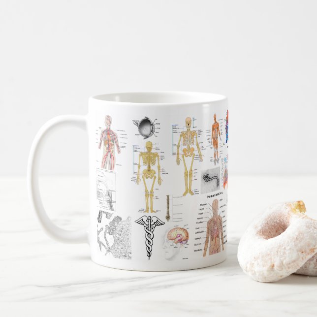 Caneca De Café Cor do cheio de Gráficos Médicos (Com Donut)