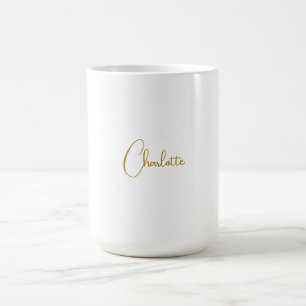 Caneca De Café Cor Dourada do Nome do Script de Caligração Minima