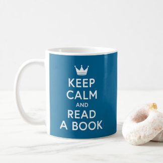 Caneca De Café Cor Editável Marcação Manter Calmo e Ler um Livro